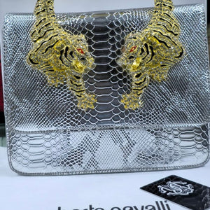 Roberto Cavalli Python Print Roar Bag