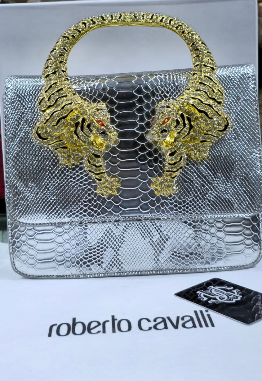 Roberto Cavalli Python Print Roar Bag
