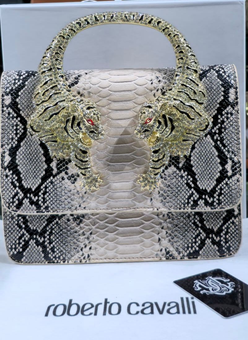 Roberto Cavalli Python Print Roar Bag