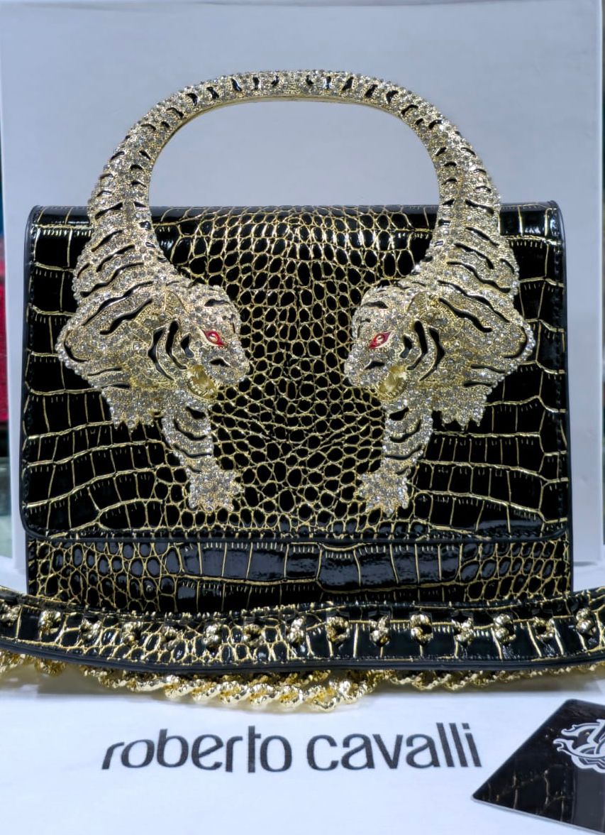Roberto Cavalli Python Print Roar Bag