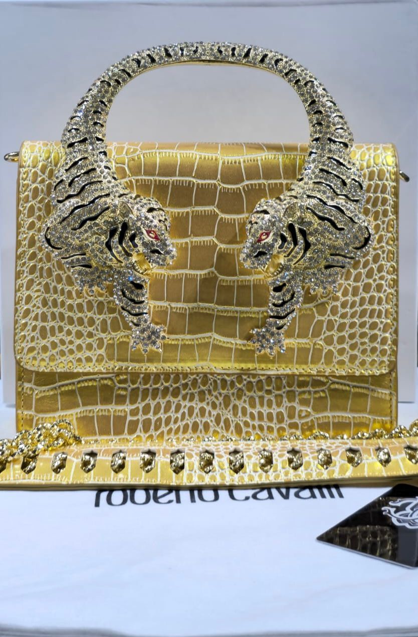 Roberto Cavalli Python Print Roar Bag