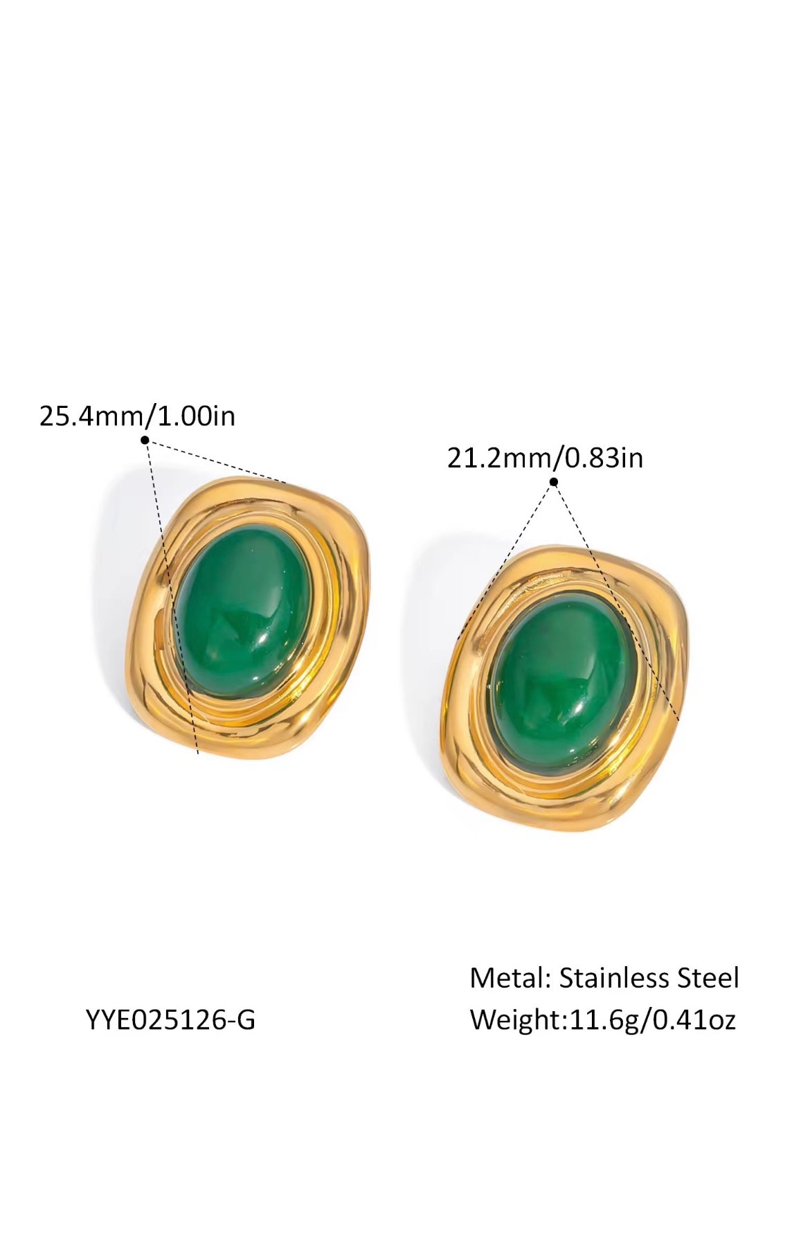 18k Gold With Green Stone Earrings