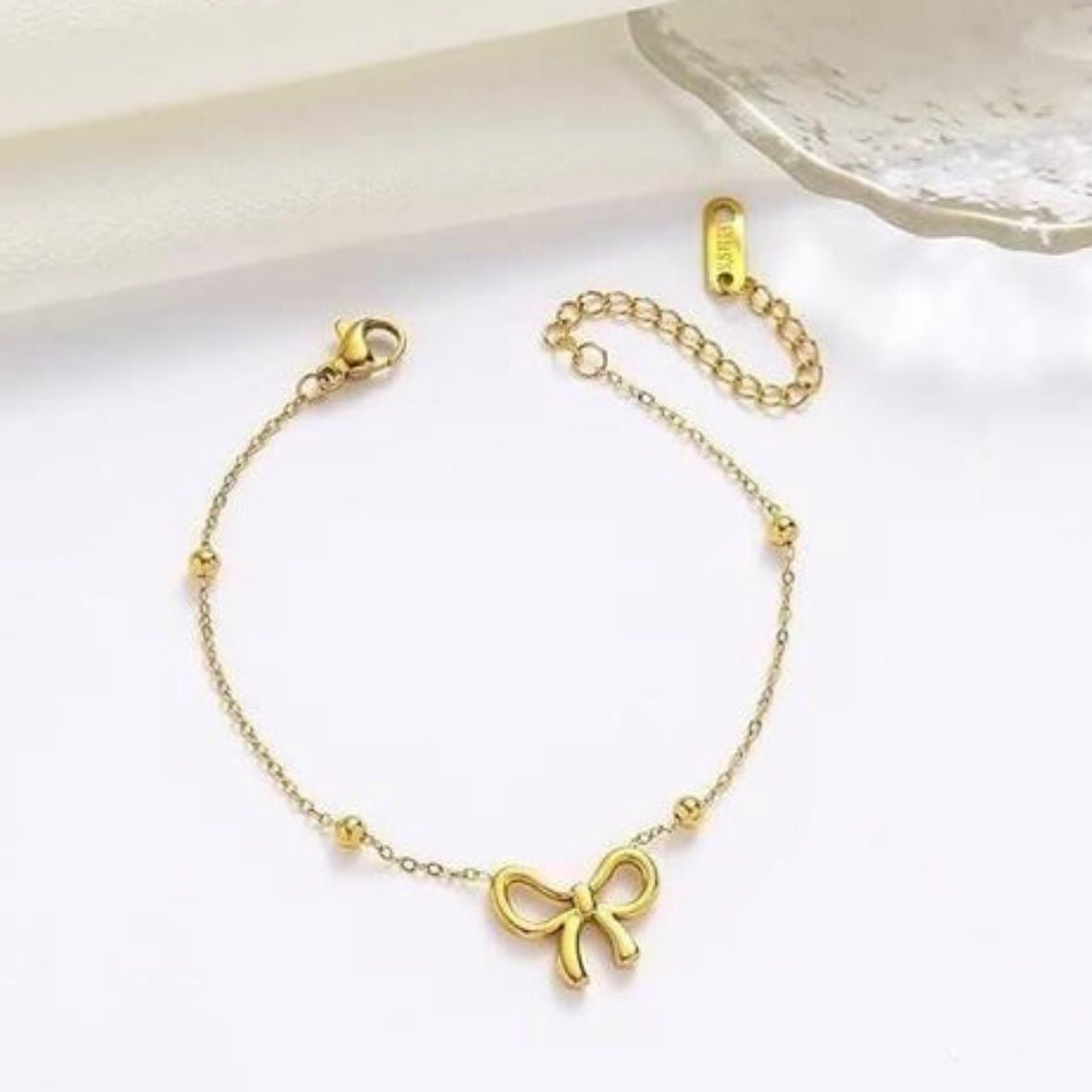 Bow Shape & Round Bead Bracelet