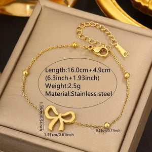 Bow Shape & Round Bead Bracelet