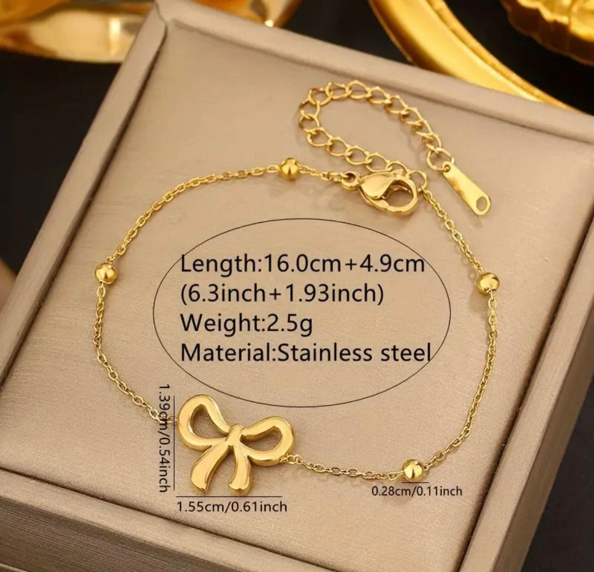 Bow Shape & Round Bead Bracelet