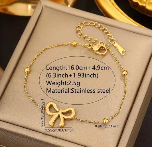 Bow Shape & Round Bead Bracelet