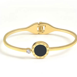 Stainless Steel Roman Numerals Bangle Open Cuff