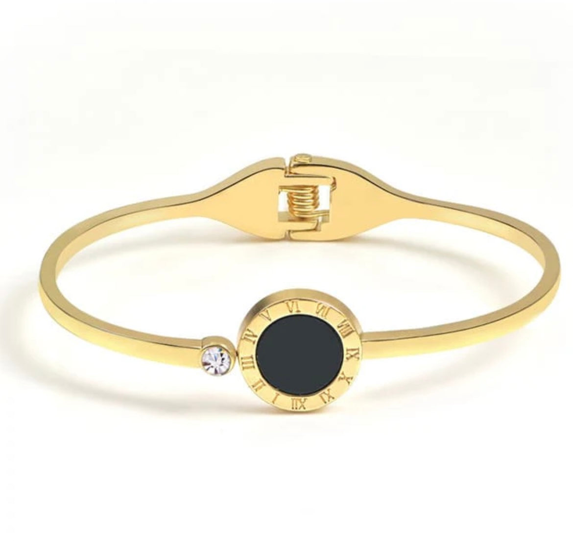 Stainless Steel Roman Numerals Bangle Open Cuff