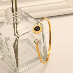 Stainless Steel Roman Numerals Bangle Open Cuff