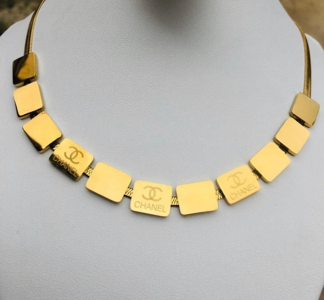 S.steel Chanel Necklace With Snake Chain