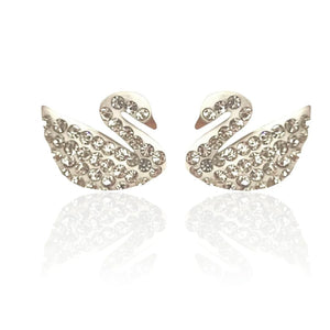 Swan Studs Cubic Zirconia Metal Stud Earring