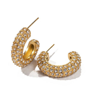 S.steel 18k Stones Ear Loops