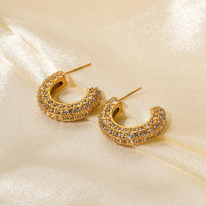 S.steel 18k Stones Ear Loops