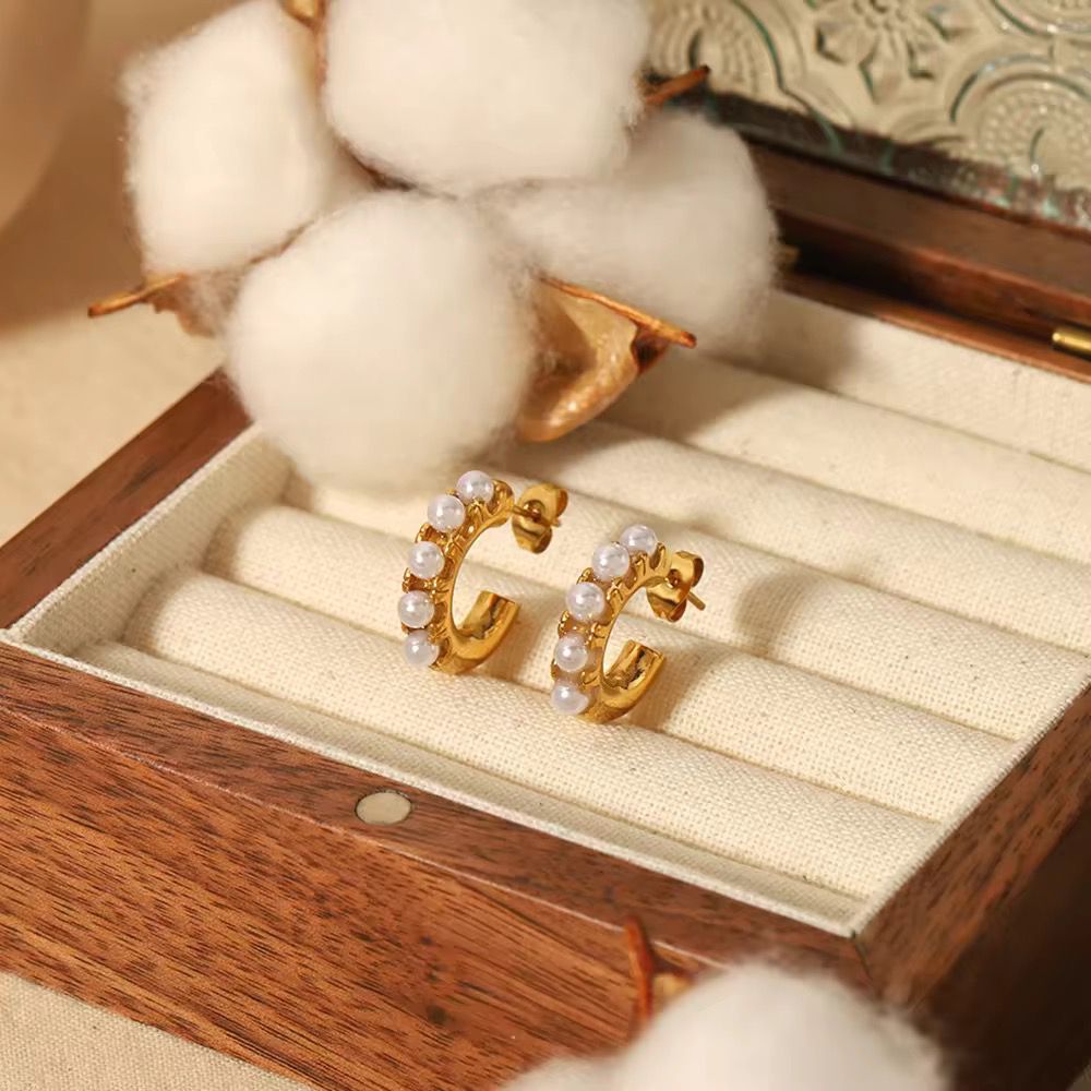 S.steel 18k Stones Ear Loops