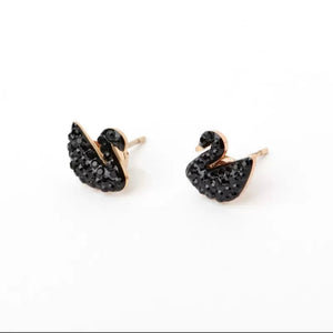 Swan Studs Cubic Zirconia Metal Stud Earring