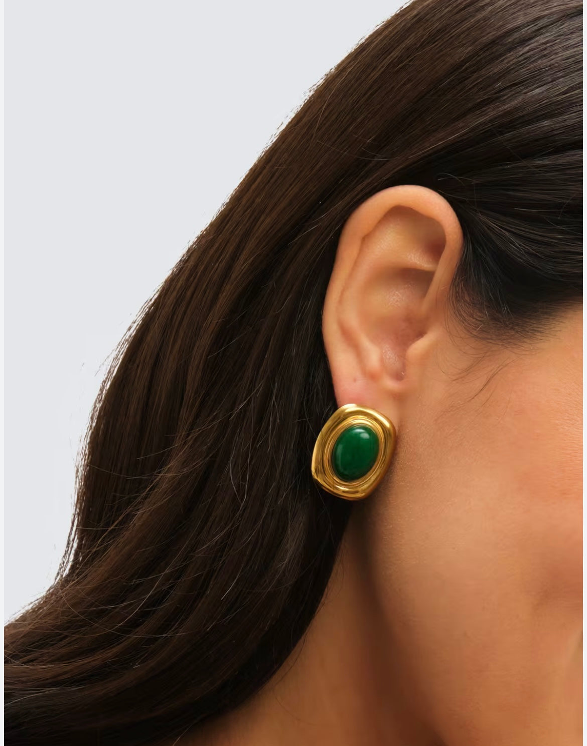 18k Gold With Green Stone Earrings