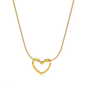 18k Gold Open Heart Necklace