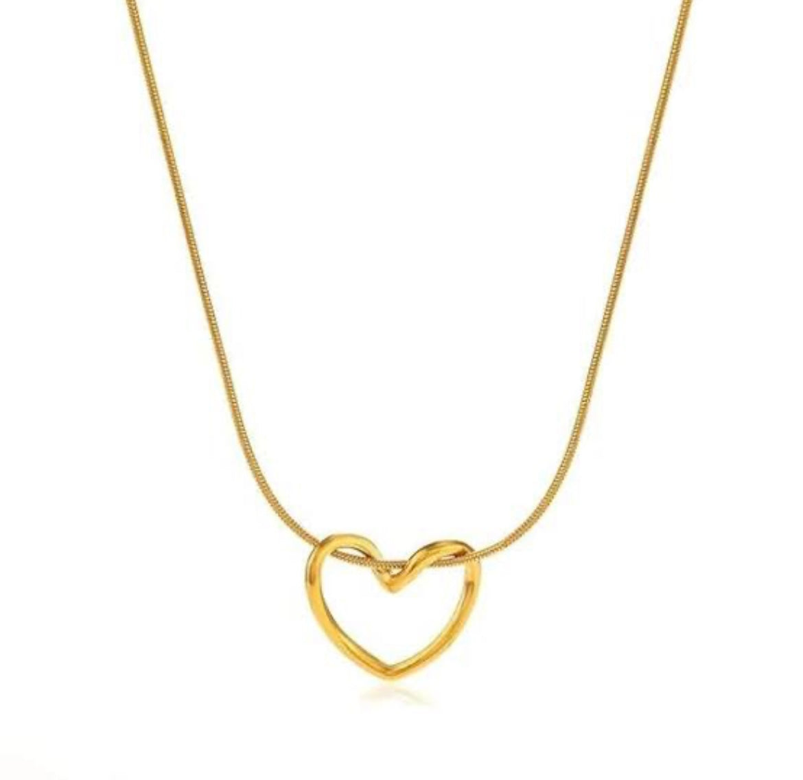 18k Gold Open Heart Necklace