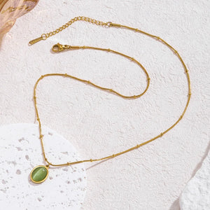 S.steel Opal oval necklace