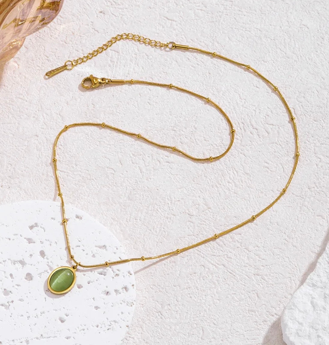 S.steel Opal oval necklace