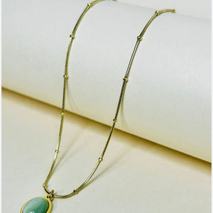 S.steel Opal oval necklace