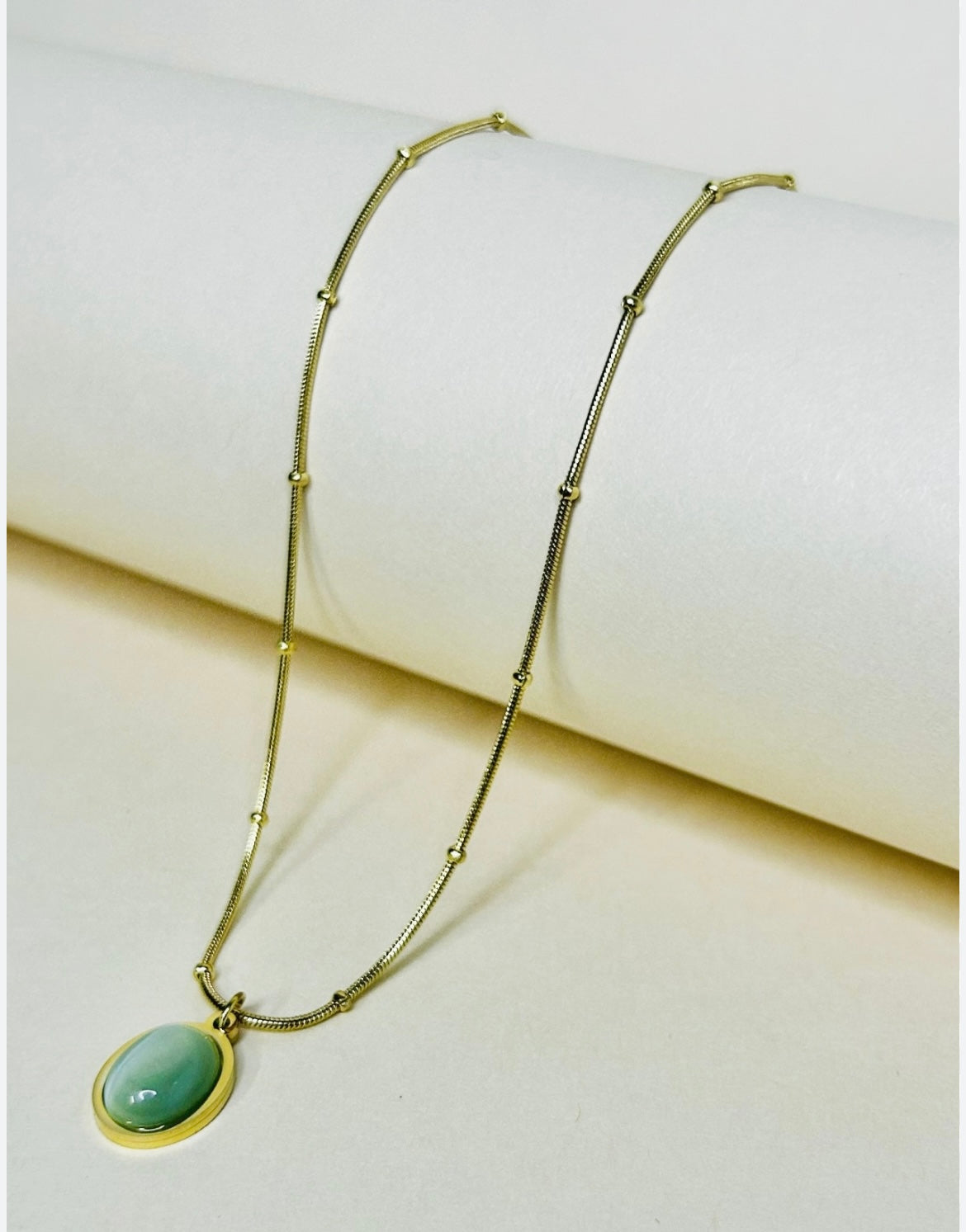 S.steel Opal oval necklace