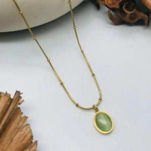 S.steel Opal oval necklace