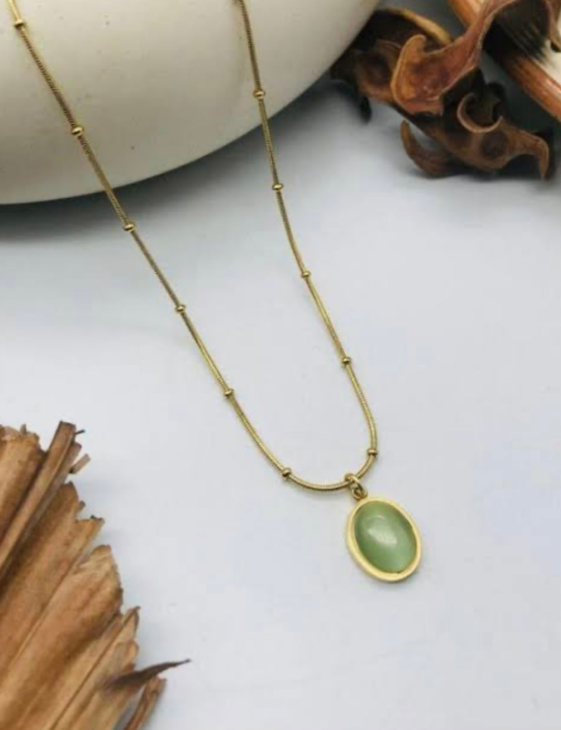 S.steel Opal oval necklace