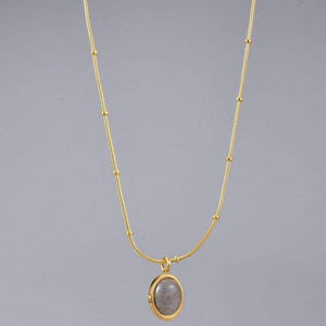 S.steel Opal oval necklace