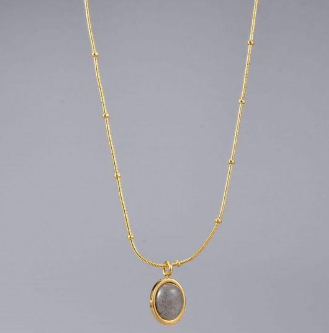 S.steel Opal oval necklace