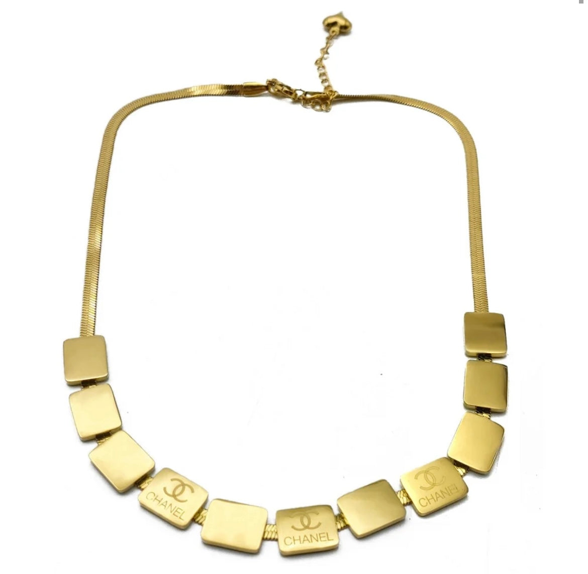 S.steel Chanel Necklace With Snake Chain