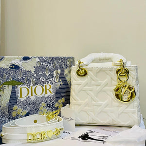 Lady dior hand bag white