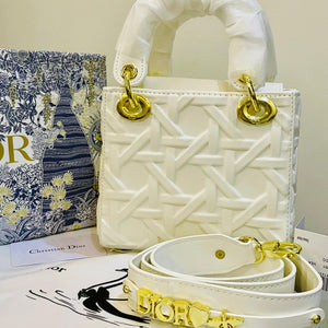 Lady dior hand bag white