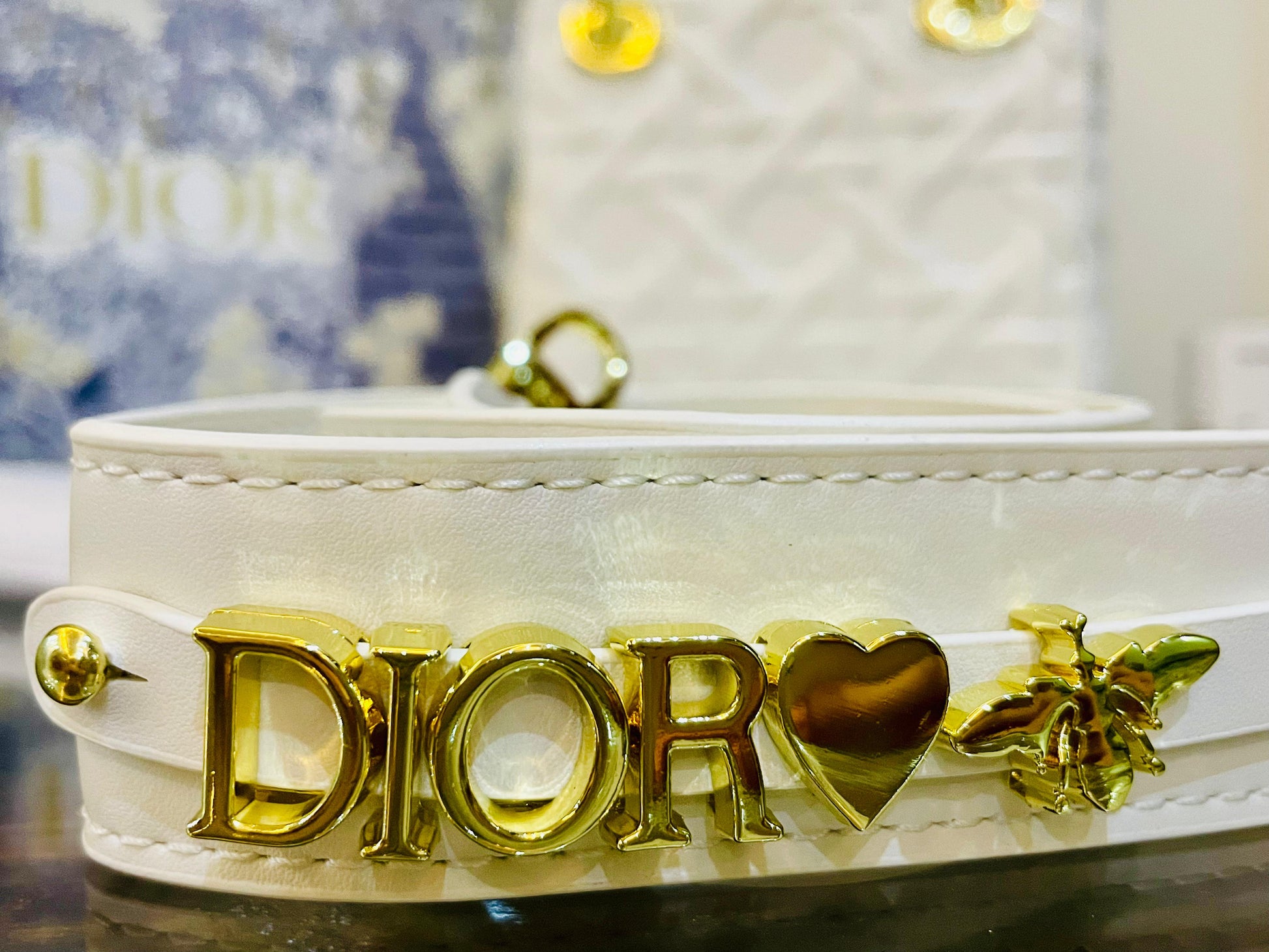 Lady dior hand bag white