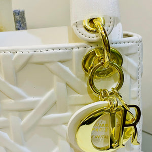 Lady dior hand bag white