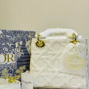 Lady dior hand bag white