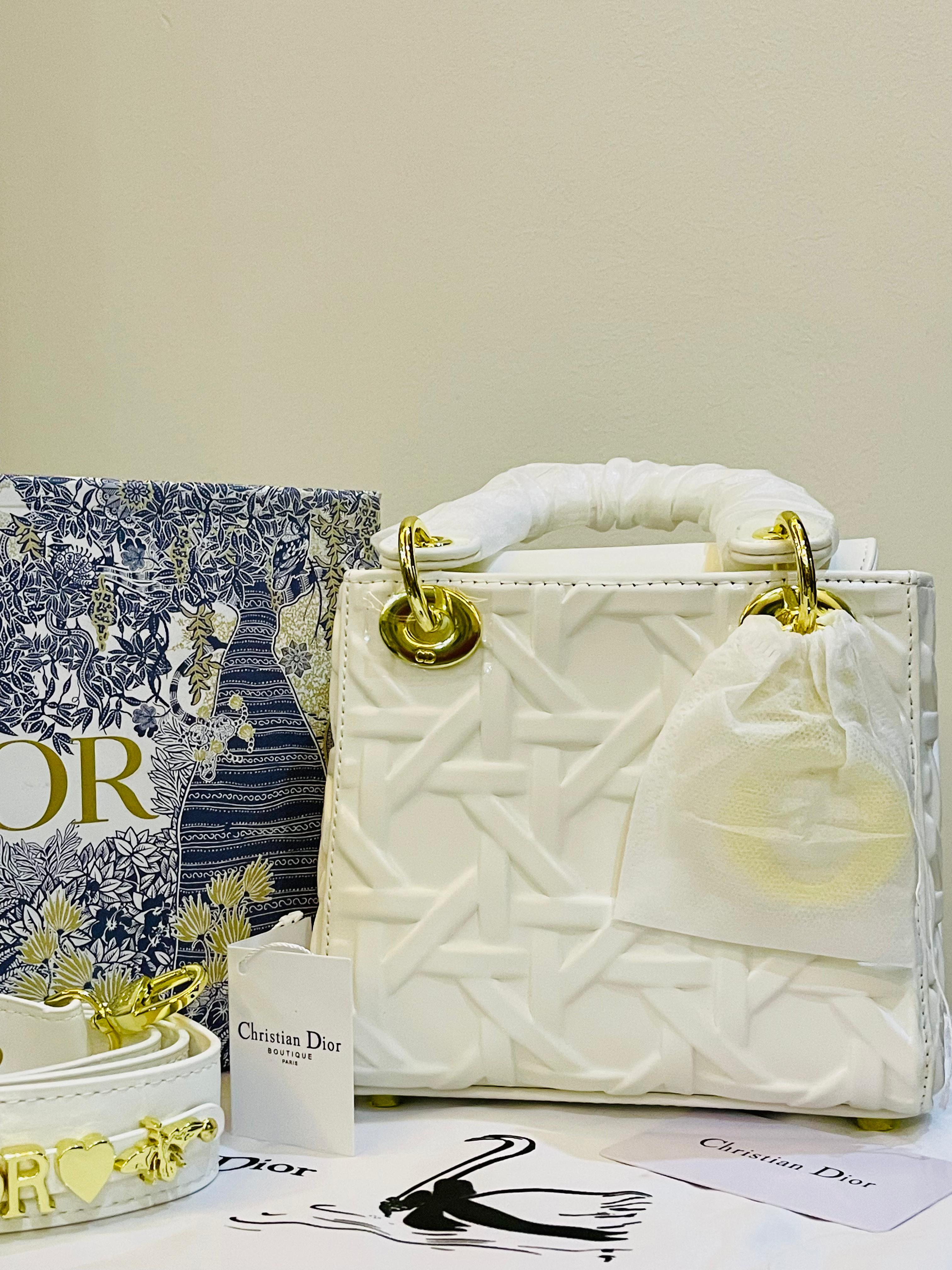 Lady dior hand bag white
