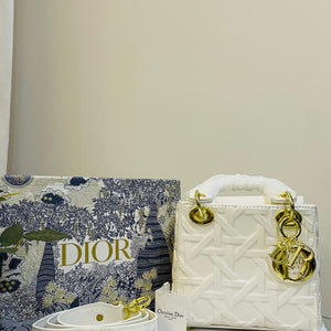 Lady dior hand bag white