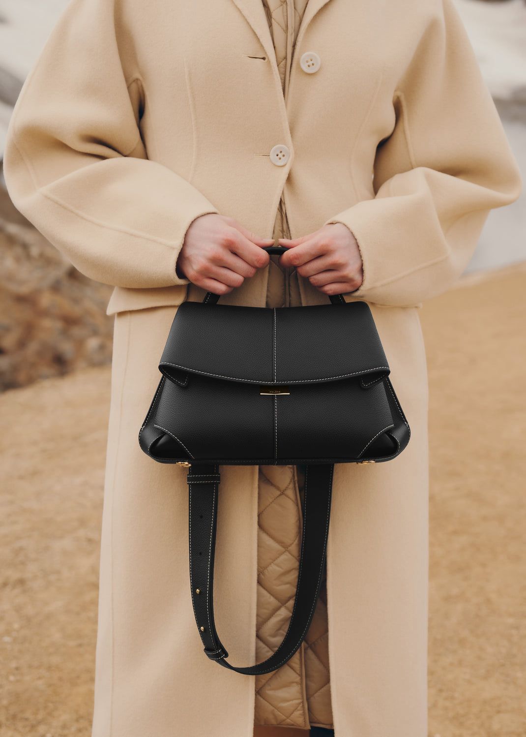 POLÈNE Mokki Handbag with Long Belt