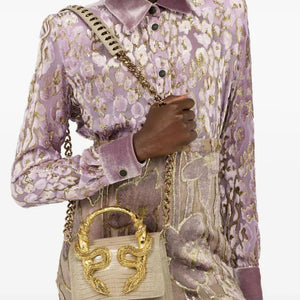 Medium Cobra-Handle Shoulder Bag – Luxury Embossed Design