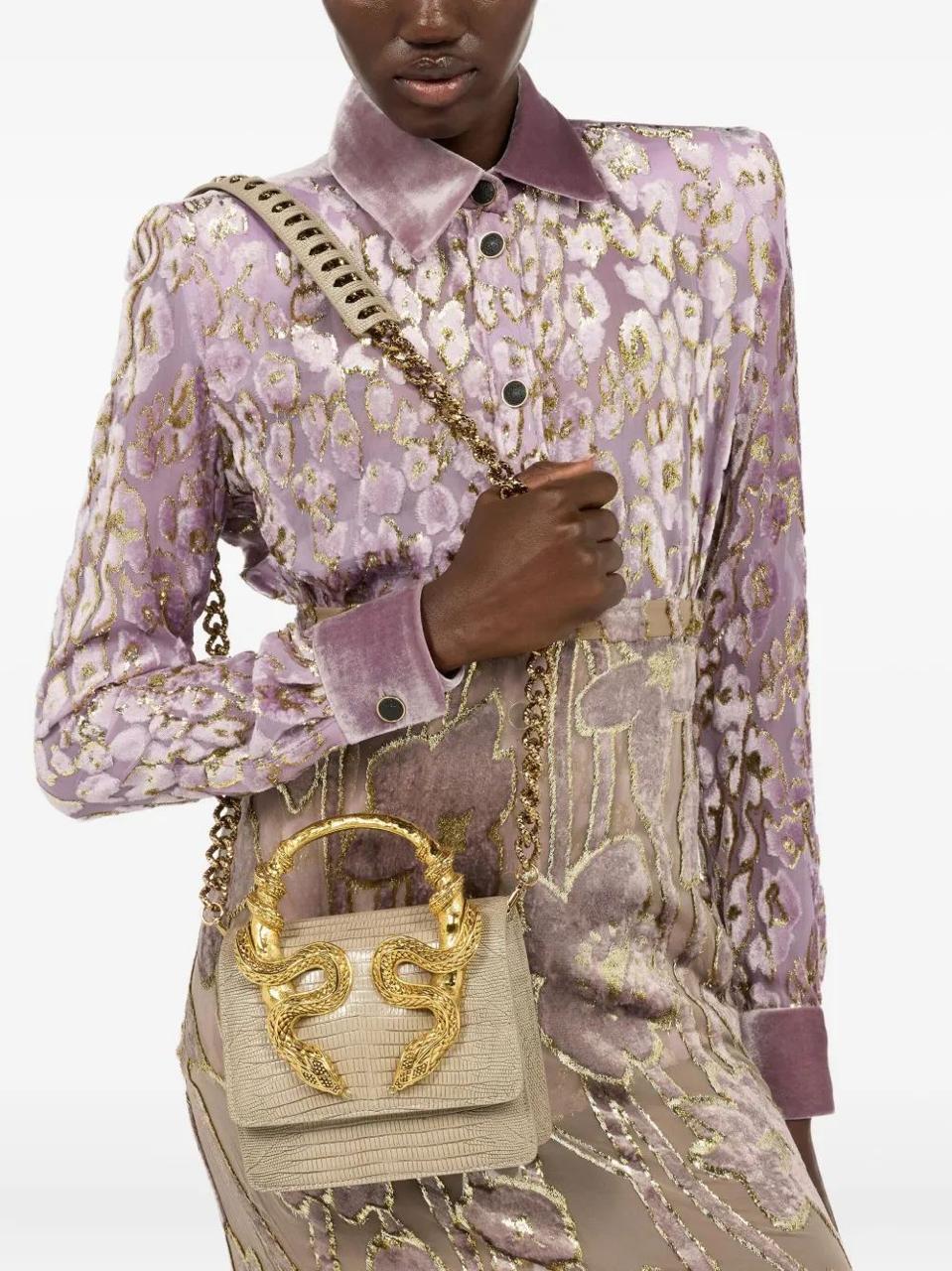 Medium Cobra-Handle Shoulder Bag – Luxury Embossed Design