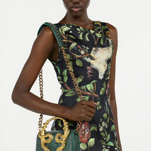 Medium Cobra-Handle Shoulder Bag – Luxury Embossed Design