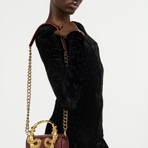 Medium Cobra-Handle Shoulder Bag – Luxury Embossed Design
