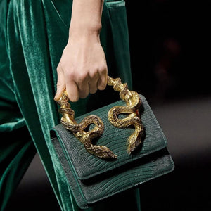 Medium Cobra-Handle Shoulder Bag – Luxury Embossed Design