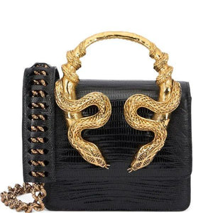 Medium Cobra-Handle Shoulder Bag – Luxury Embossed Design