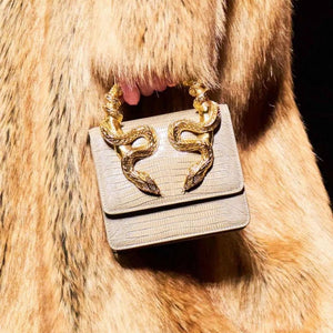 Medium Cobra-Handle Shoulder Bag – Luxury Embossed Design